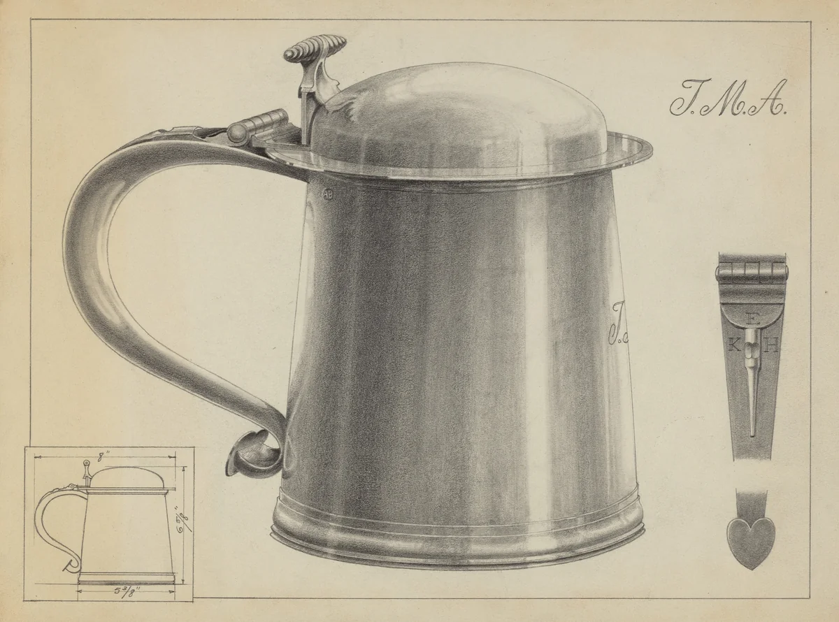 Silver Tankard by Simon Weiss, index of american design, 1935-1942