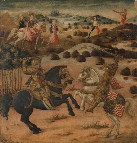 Legend of a Knight (end panel of a cassone) by anonymous, painting, 1450-1474