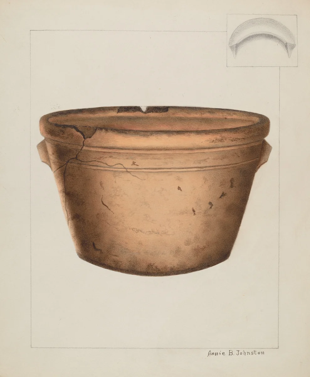 Pottery Flower Pot by Annie B. Johnston, index of american design, 1937