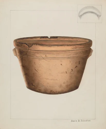 Pottery Flower Pot by Annie B. Johnston, index of american design, 1937