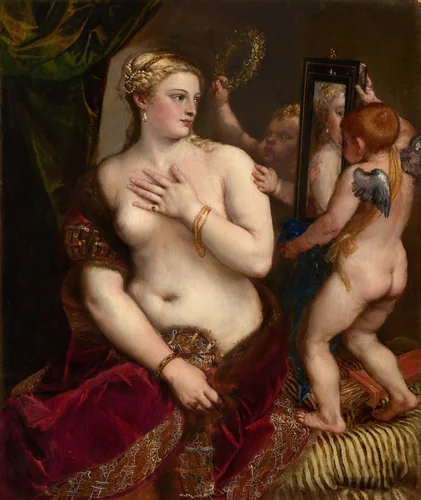 Venus with a Mirror by Titian, painting, 1555