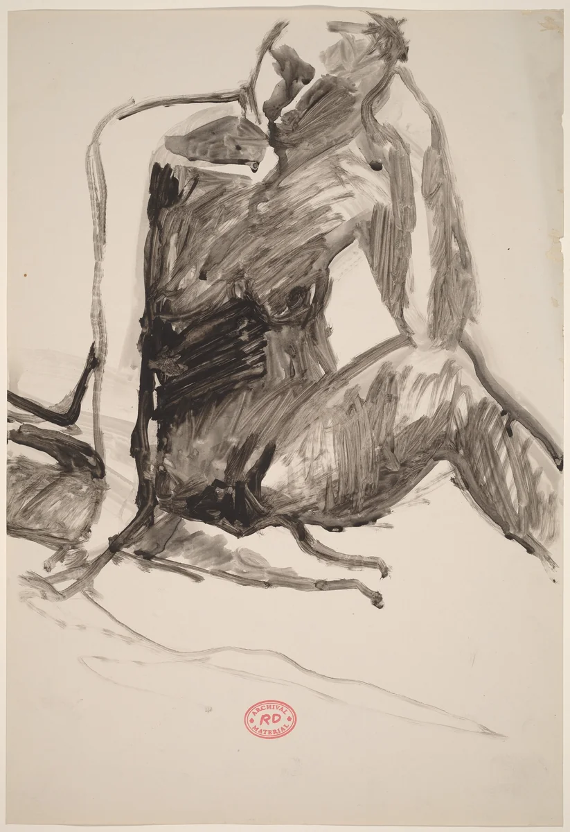 Untitled [seated nude with left elbow on knee] by Richard Diebenkorn, drawing, 1955-1967
