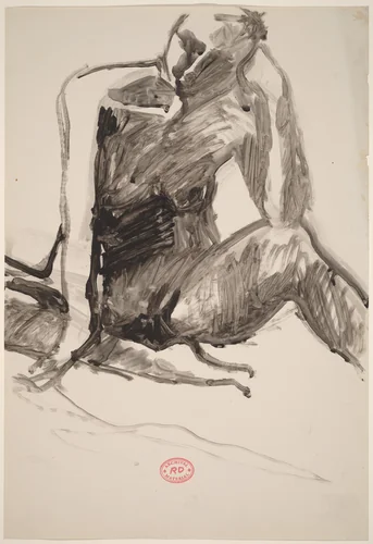 Untitled [seated nude with left elbow on knee] by Richard Diebenkorn, drawing, 1955-1967