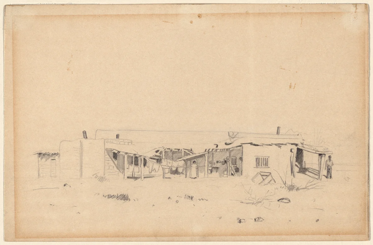 Indian Adobe House, Yuma, Arizona by Louis Michel Eilshemius, drawing, 1894