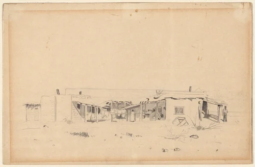 Indian Adobe House, Yuma, Arizona by Louis Michel Eilshemius, drawing, 1894