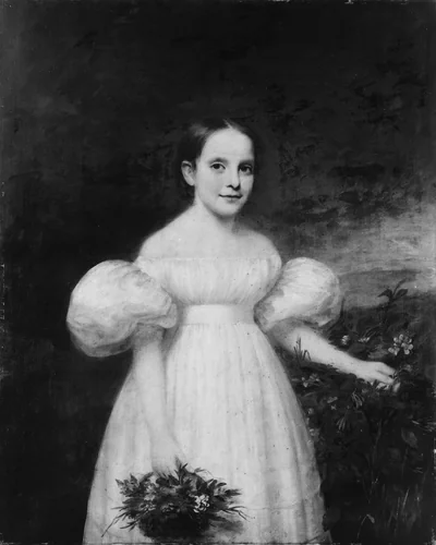 Portrait of a Girl with Flowers by Samuel Lovett Waldo, artwork, 1832-1835