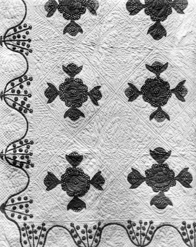 Bedcover (Roses and Buds or Bride's Quilt) by United States, textile, 1835-1855
