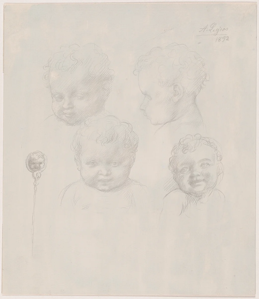 Sketch for Children's Heads by Alphonse Legros, drawing, 1892