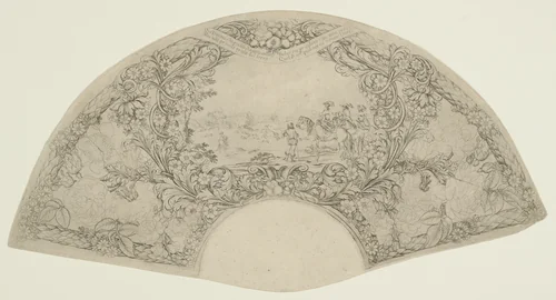Stag Hunt in Fan Shape by Stefano della Bella, print, 1630-1664