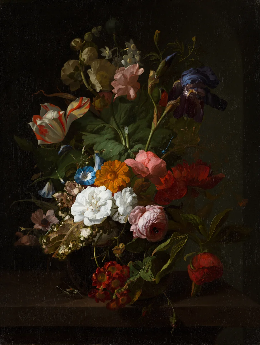 Vase with Flowers by Rachel Ruysch, painting, 1700