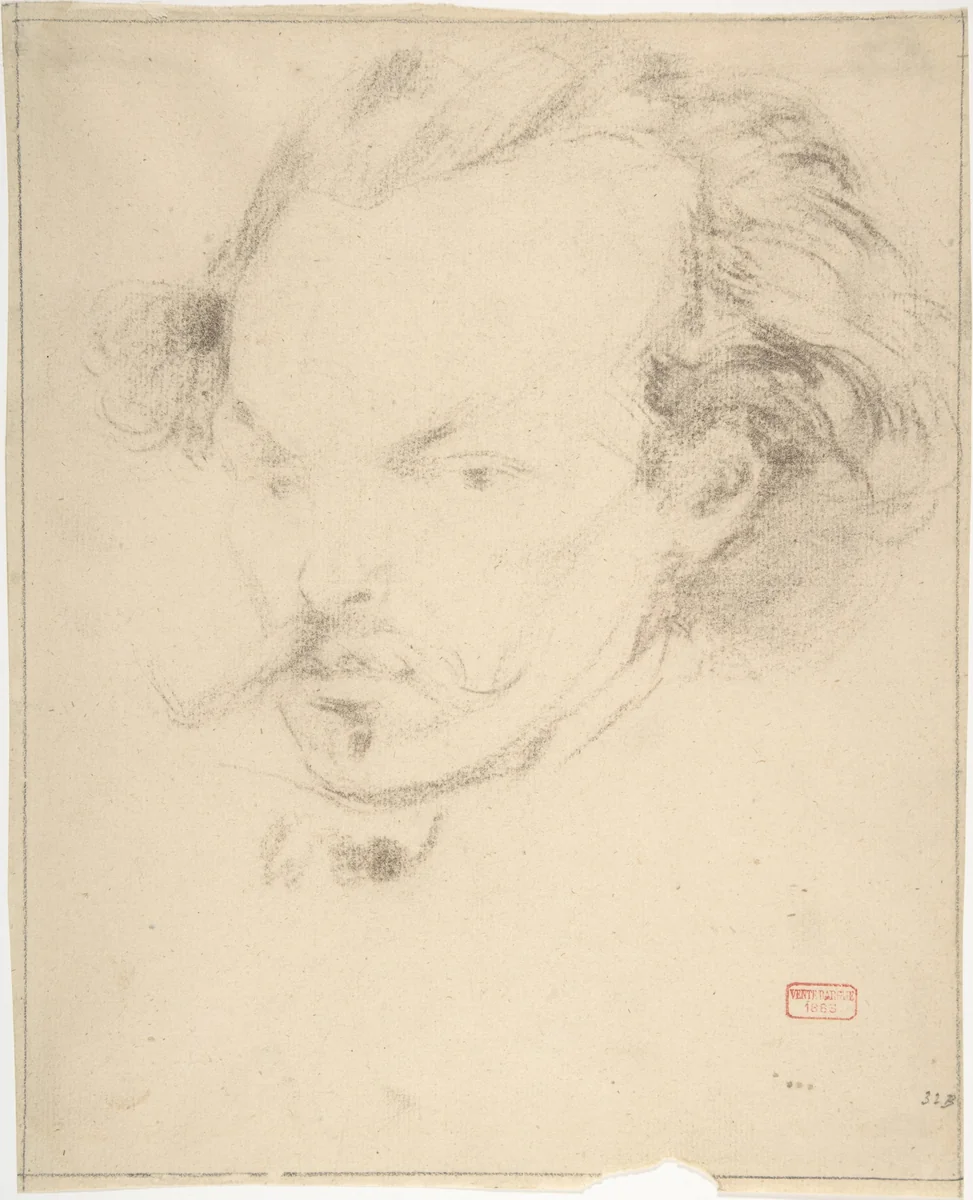 Portrait of the Artist (?) by Charles Bargue, drawing, 1850-1883