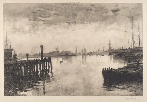 Gloucester Harbor by Stephen Parrish; William Morris Hunt; J. Eastman Chase, print, 1882