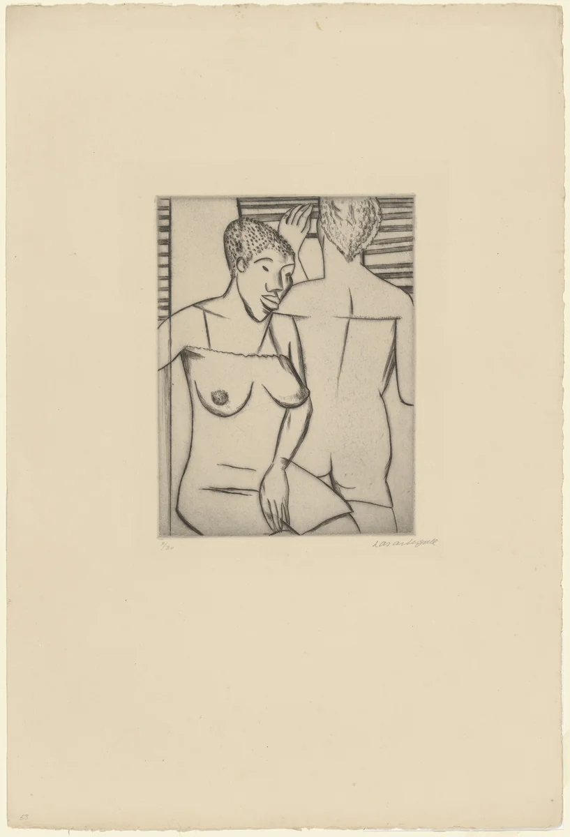 Two Women of the Mangue with Blinds (Duas mulheres do Mangue com persiana) by Lasar Segall, print, 1928