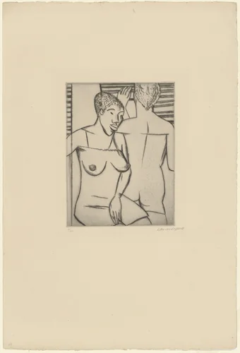 Two Women of the Mangue with Blinds (Duas mulheres do Mangue com persiana) by Lasar Segall, print, 1928