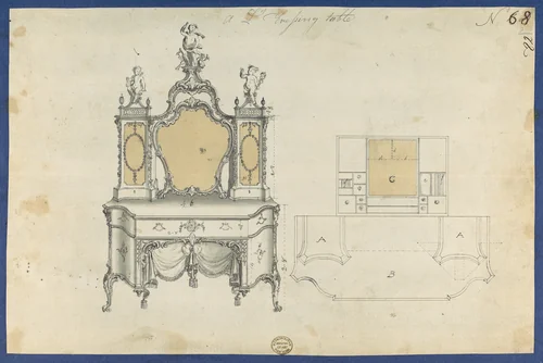A Lady's Dressing Table, from Chippendale Drawings, Vol. II by Thomas Chippendale, drawing, 1761