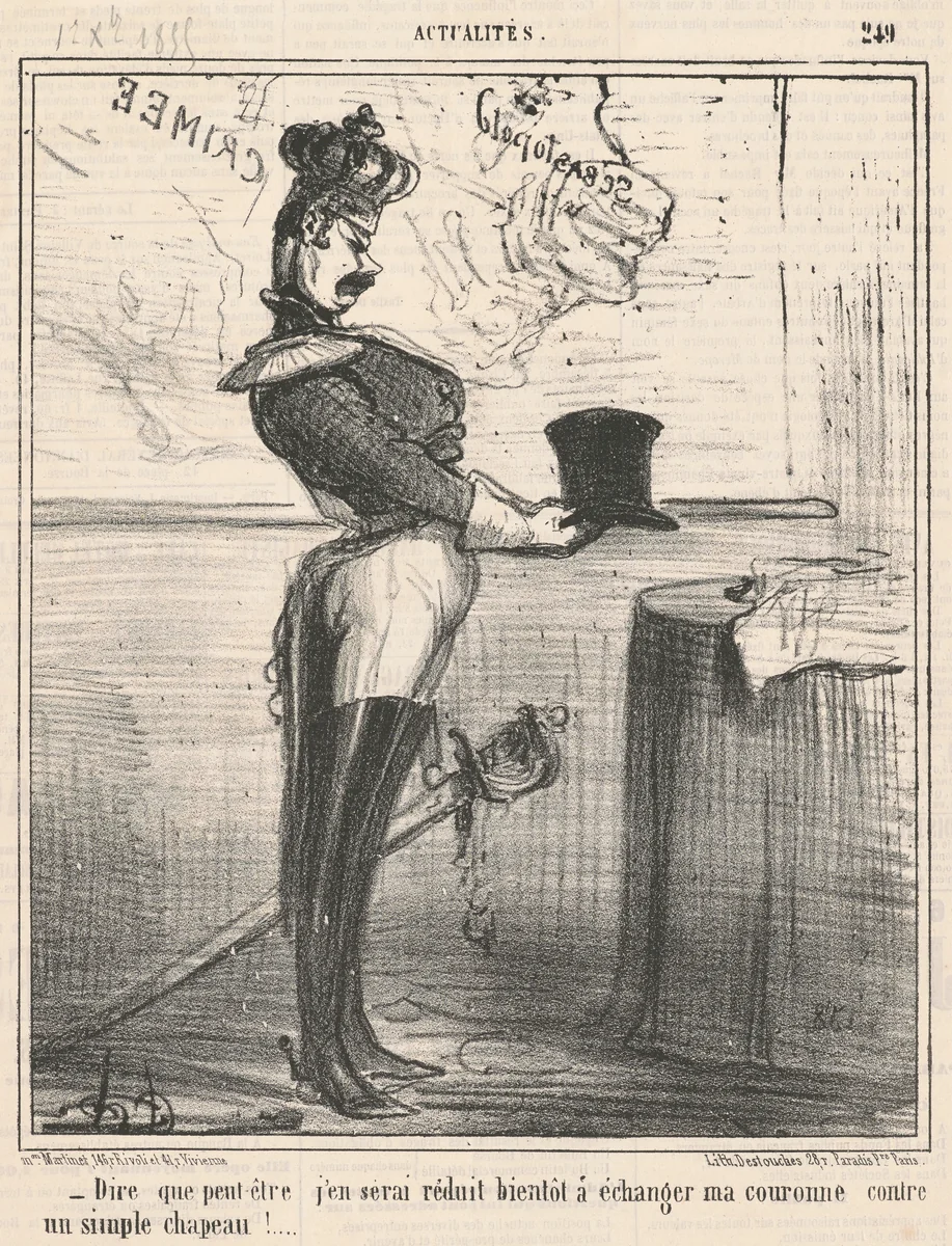 Dire que peut-être j'en serai réduit ... by Honoré Daumier, print, 1855
