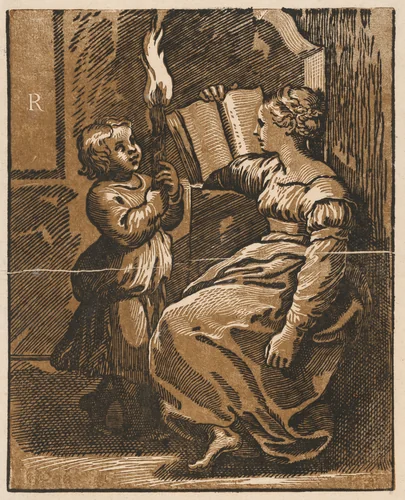 Sibyl Reading by Ugo da Carpi, print, 1500-1600