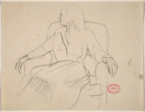 Untitled [woman seated in an armchair looking left] by Richard Diebenkorn, drawing, 1955-1967