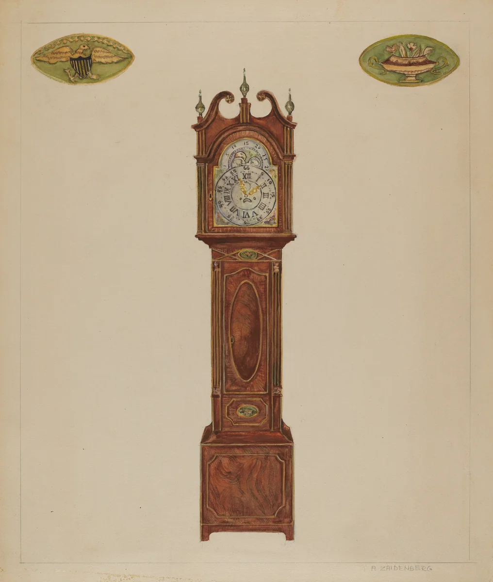 Grandfather Clock by Arthur Zaidenberg, index of american design, 1936