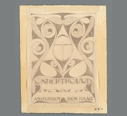 Ondertrouwaankondiging by Karel Petrus Cornelis de Bazel, print, 1895-1900