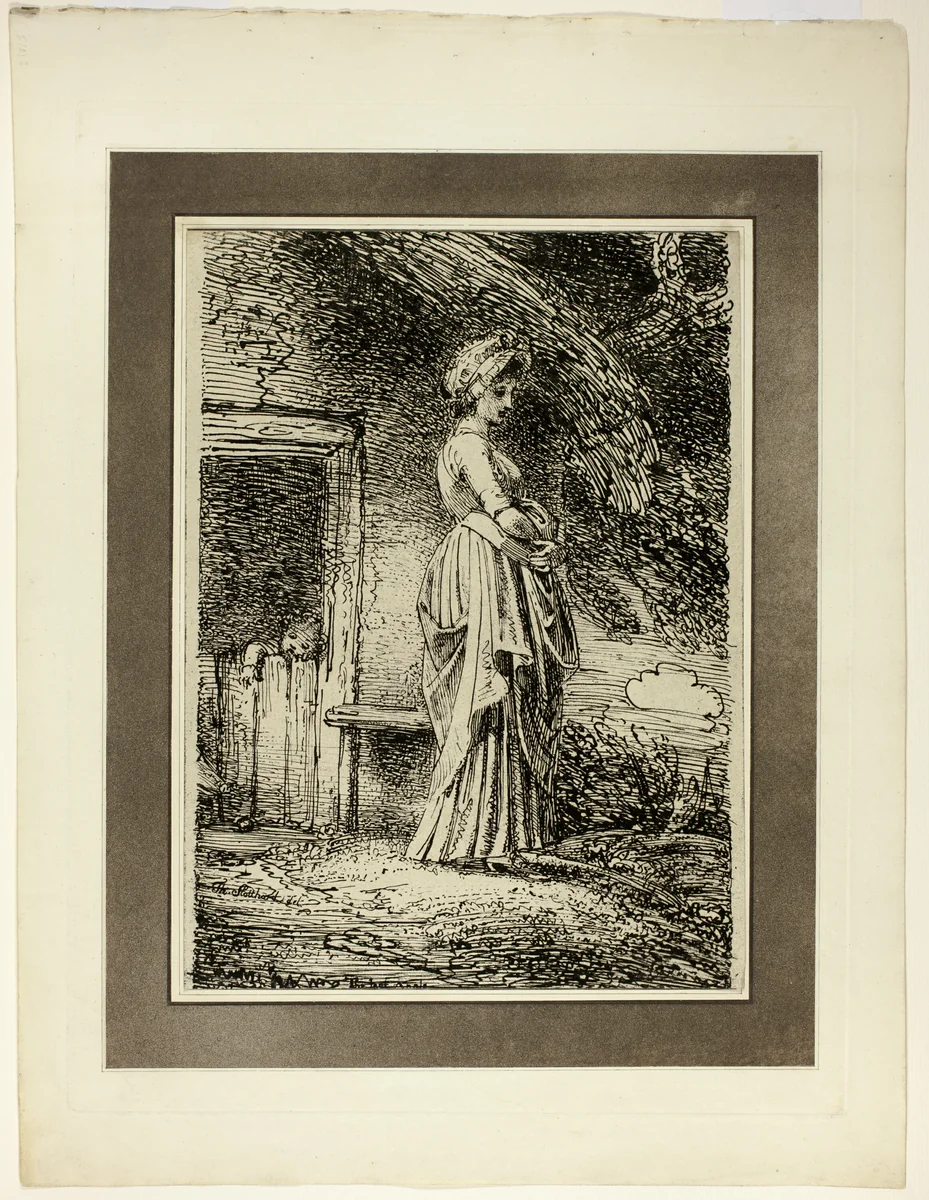 The Lost Apple, from the first issue of Specimens of Polyautography by Thomas Stothard, print, 1803