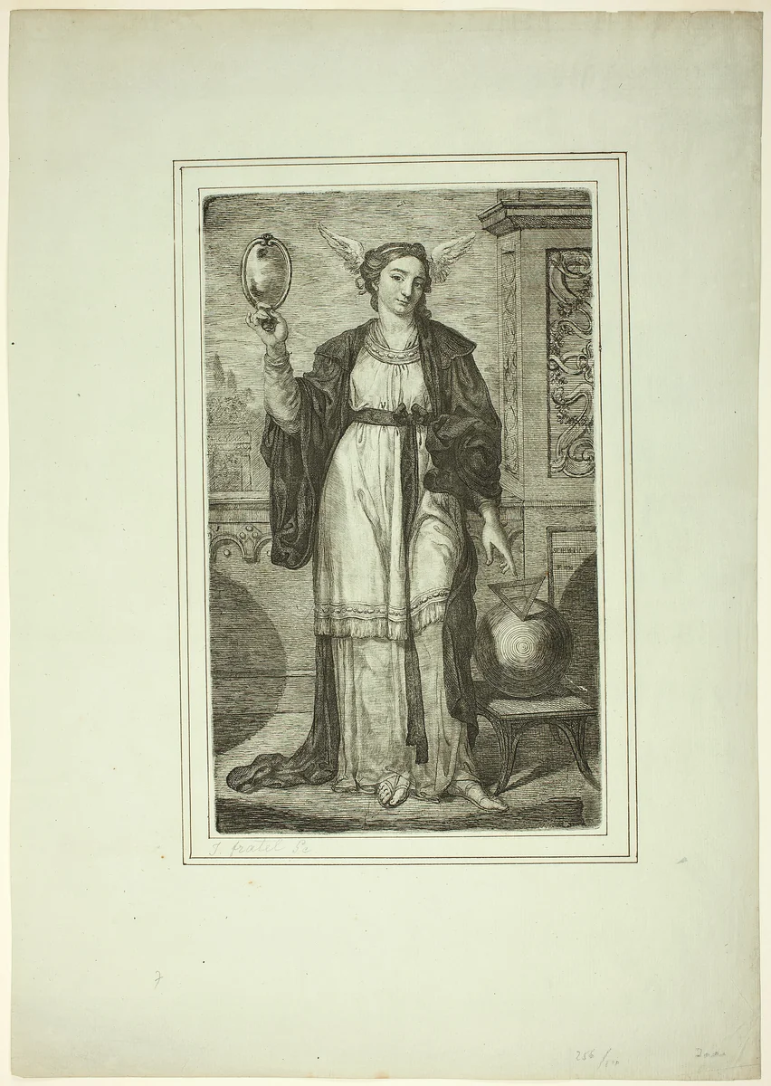 Female Personification of Science by Joseph Fratrel, print, 1776