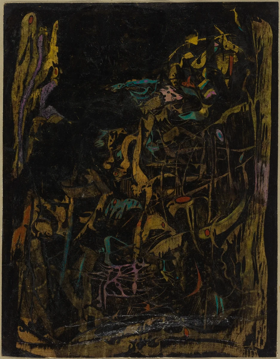 Composition II, Dark by Simon Hantaï, drawing, 1922-1992