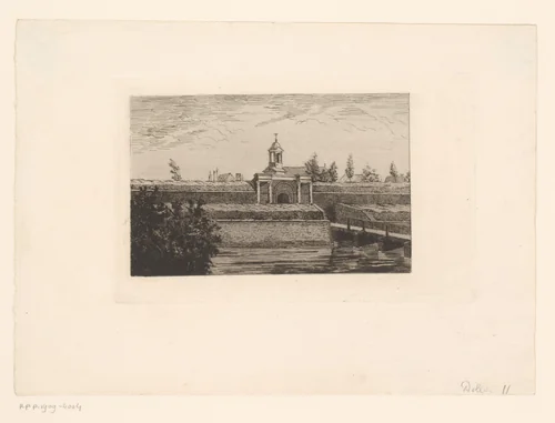 Gezicht op de poort van Bertaimont by Léon Dolez, print, 1875-1878