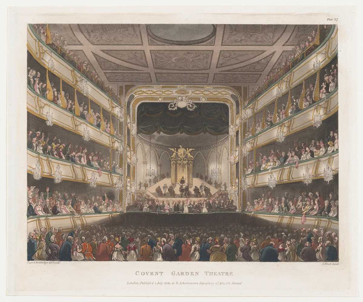 Covent Garden Theatre by Thomas Rowlandson, print, 1808