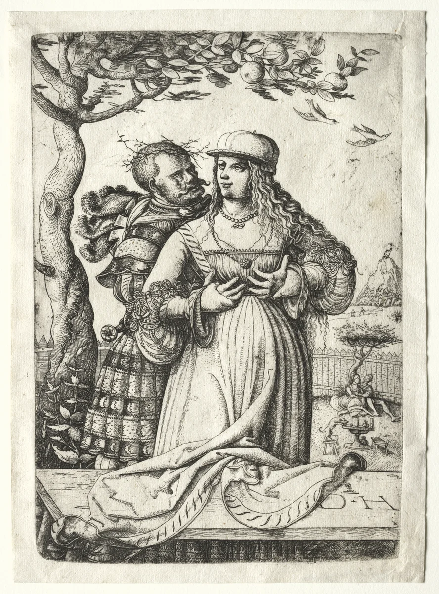 Soldier Embracing a Woman by Daniel Hopfer, print, 1505-1536
