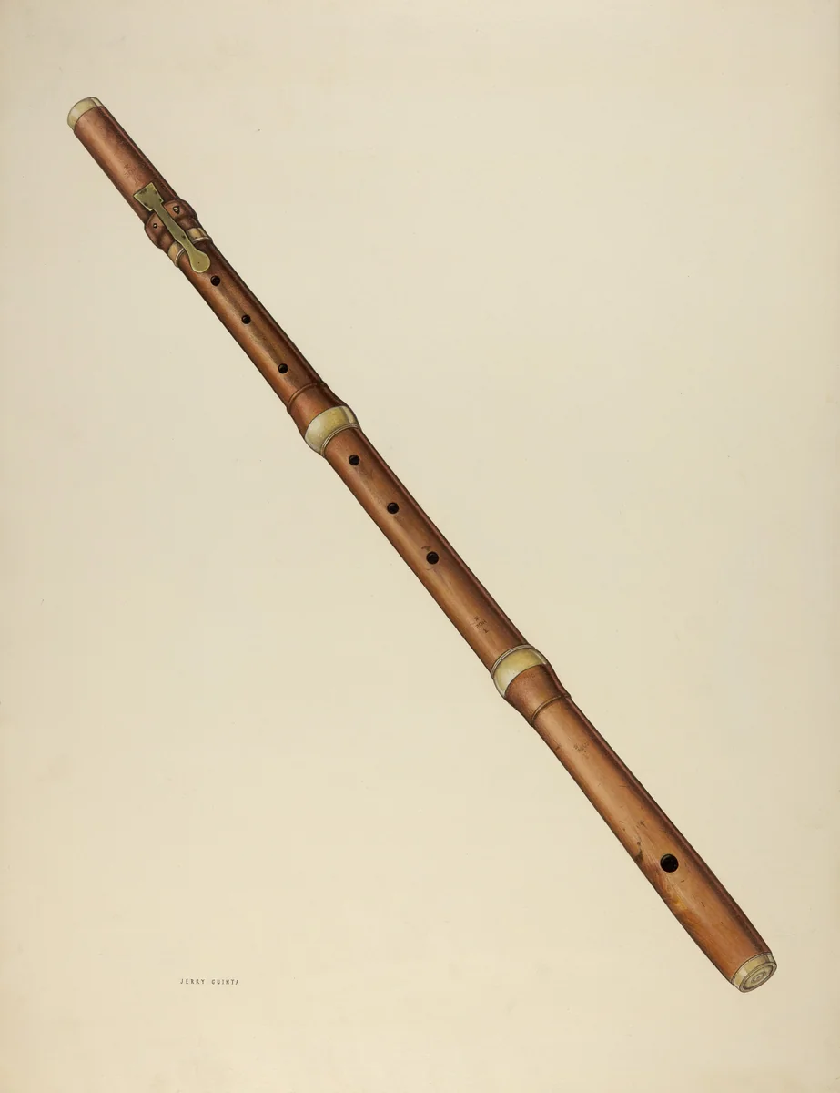 Zoar Flute Recorder by Jerry Guinta, index of american design, 1938