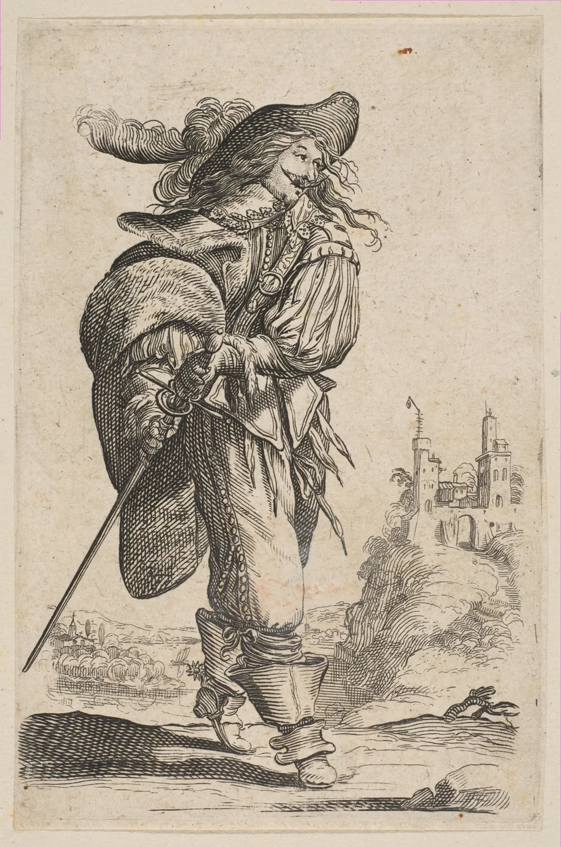Gentleman Holding a Sword by anonymous, print, 1629