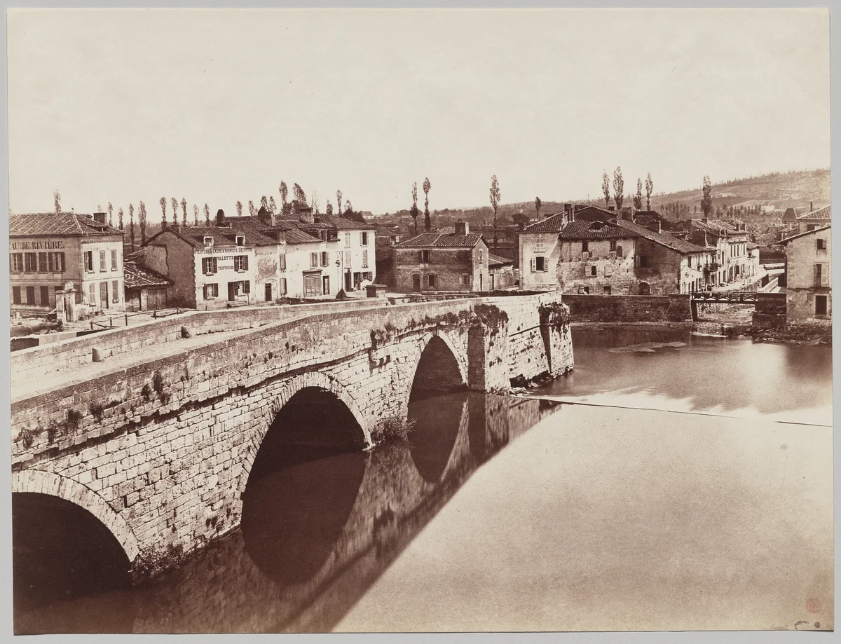 Périgueux. The Tournepiche Bridge, upstream side by Édouard Baldus, photograph, 1860