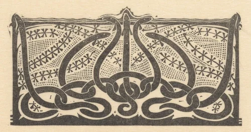 Titelhoofd met palingen by Gerrit Willem Dijsselhof, print, 1893