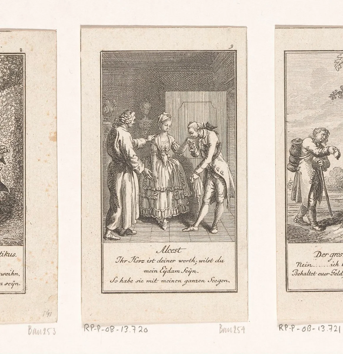 Zoon van Alcest bij de schuldeiser van zijn vader by Daniel Nikolaus Chodowiecki, print, 1775