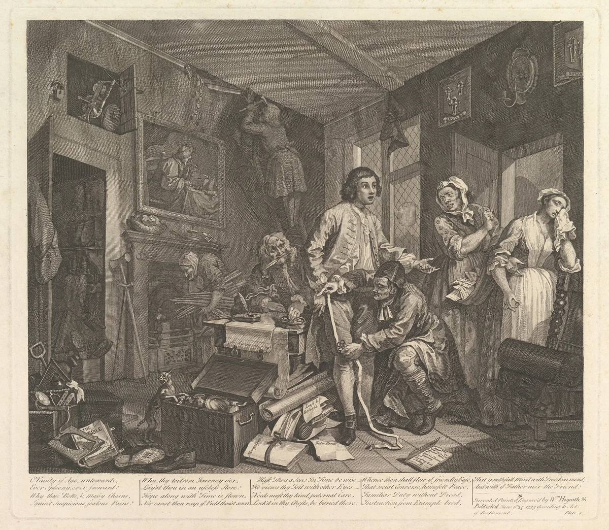 A Rake's Progress, Plate 1 by William Hogarth, print, 1735