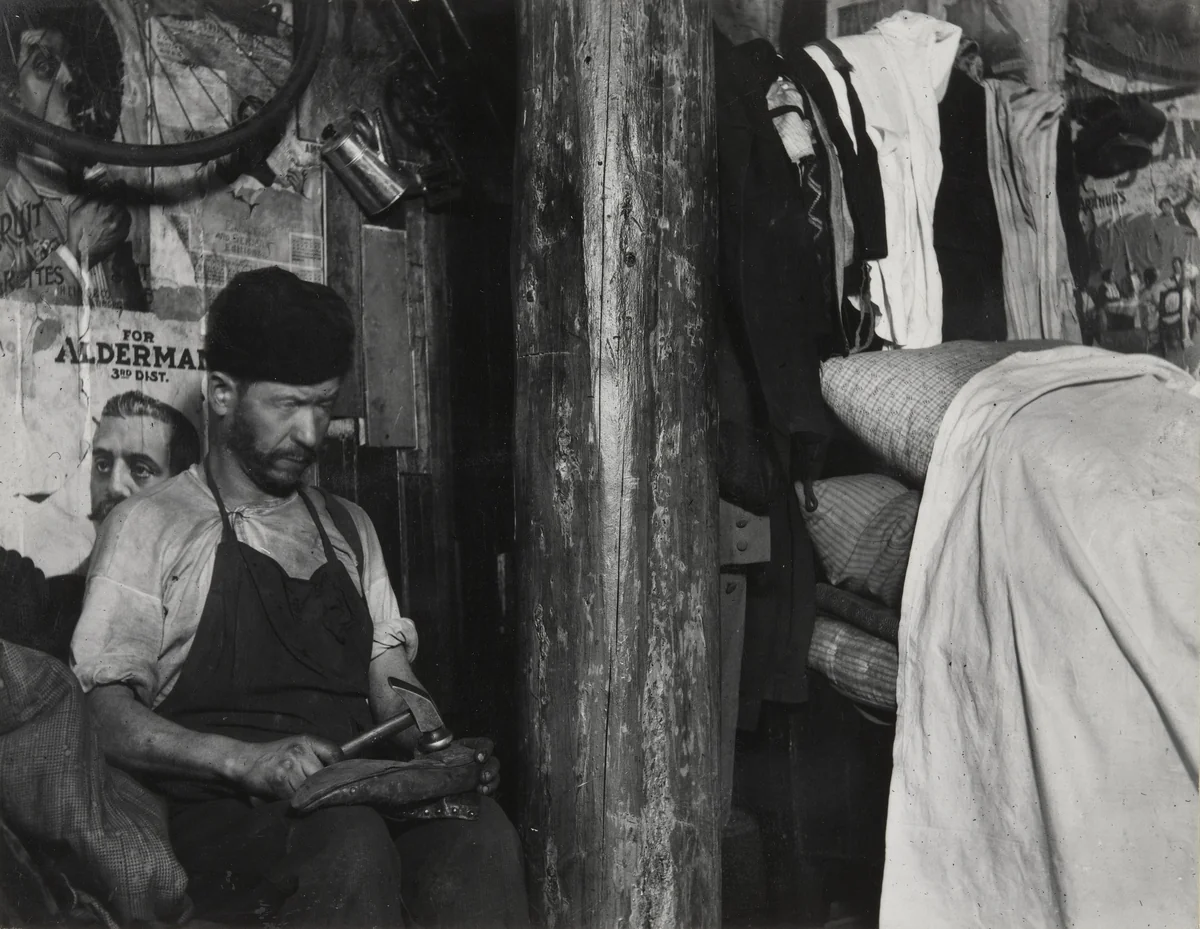Shoemaker, Broome Street by Jacob August Riis, photograph, 1888