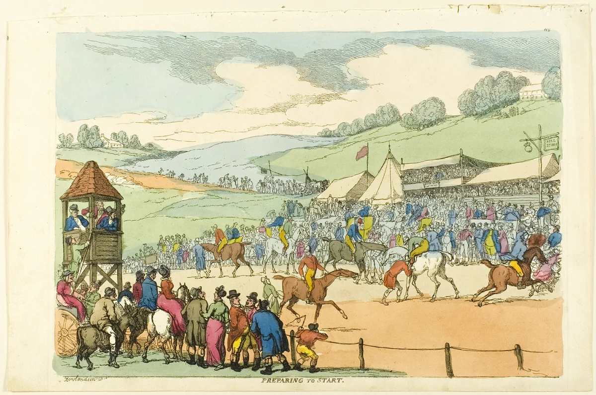 Preparing to Start by Thomas Rowlandson, print, 1811