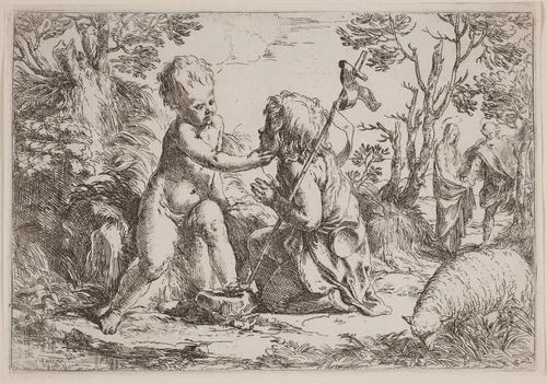 The Infant Jesus and Saint John by Guido Reni, print, 1575-1642