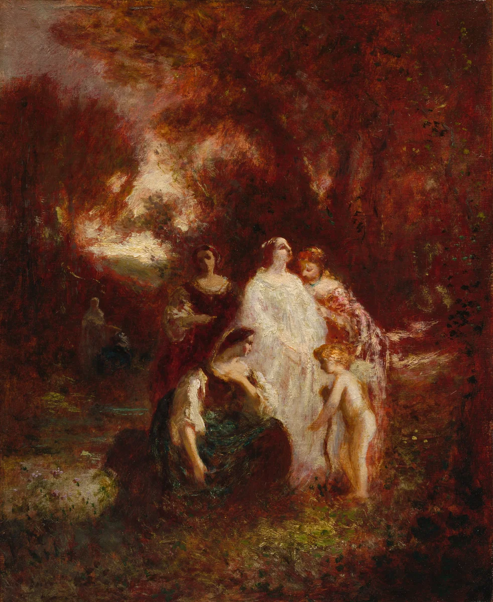 Figures in the Woods by Adolphe Monticelli, painting, 1857-1862