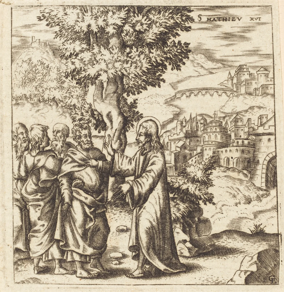 Christ Admonishes His Disciples by Léonard Gaultier, print, 1576-1580