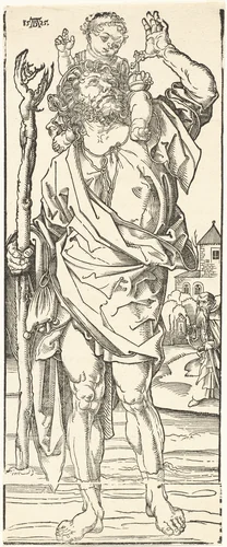St. Christopher Carrying the Christ Child by Albrecht Dürer, print, 1495-1500
