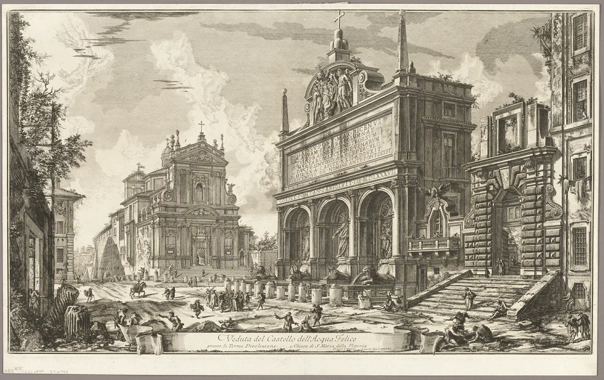 View of the Fountainhead of the Acqua Felice, from Views of Rome by Giovanni Battista Piranesi, print, 1750-1759