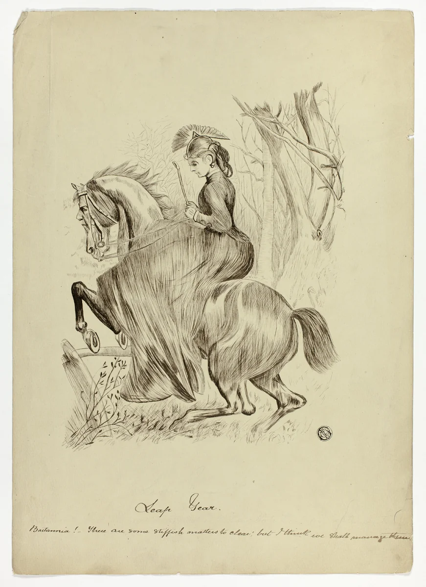 Leap Year, Britannia! by John Tenniel, drawing, 1840-1914