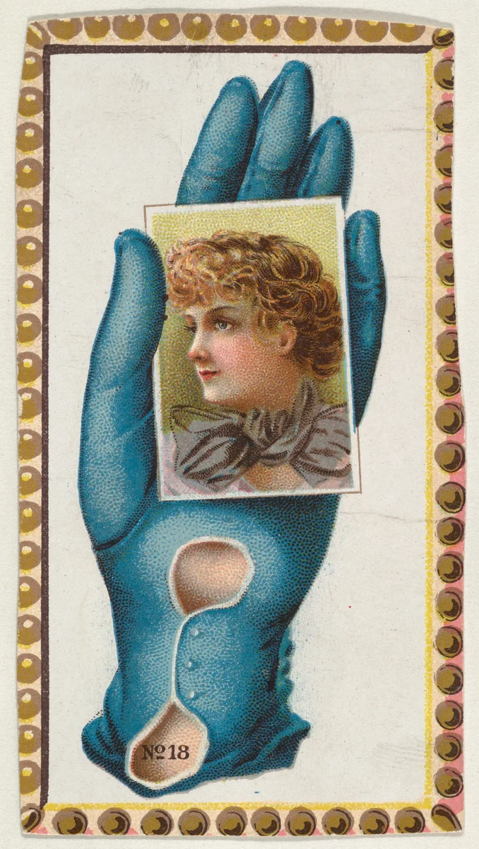 Card Number 18, cut-out from banner advertising the Opera Gloves series (G29) for Allen & Ginter Cigarettes by Allen & Ginter, print, 1885-1895