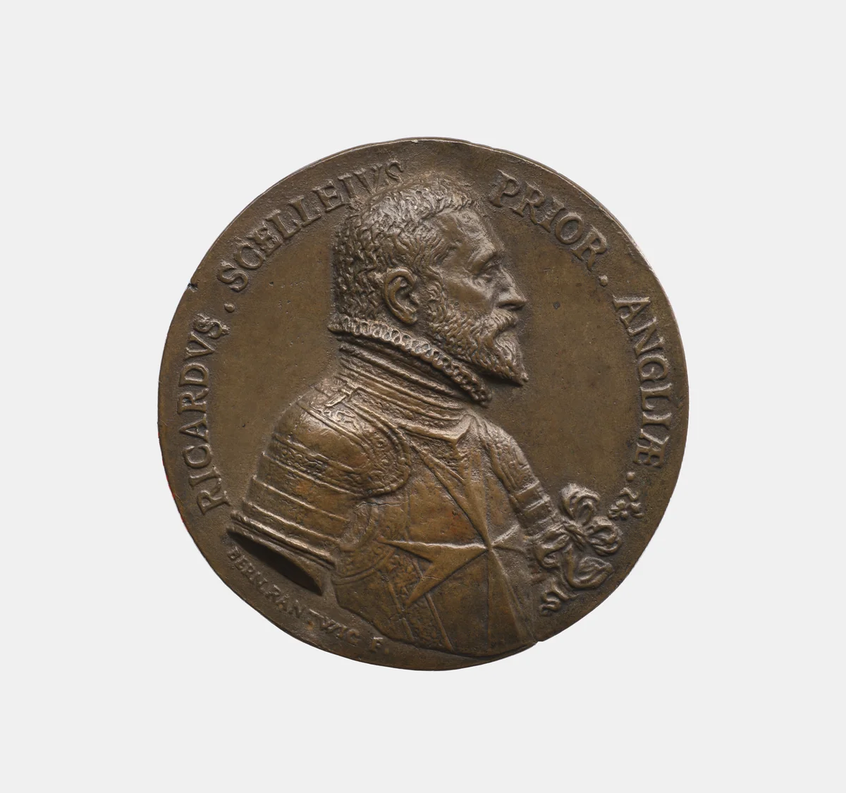 Sir Richard Shelley ca. 1513-ca. 1589 Prior of the English Nation of the Knights of Malta by Bernard Rantwic, metalwork, 1500-1599