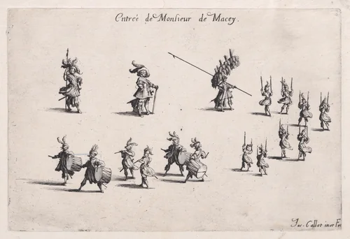 Entrée de M. de Macey (Entrance of Monsieur de Macey), from "Le Combat a la Barrière" by Jacques Callot, print, 1627