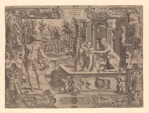 The Metamorphosis of Actaeon by Jean Mignon, print, 1535-1555