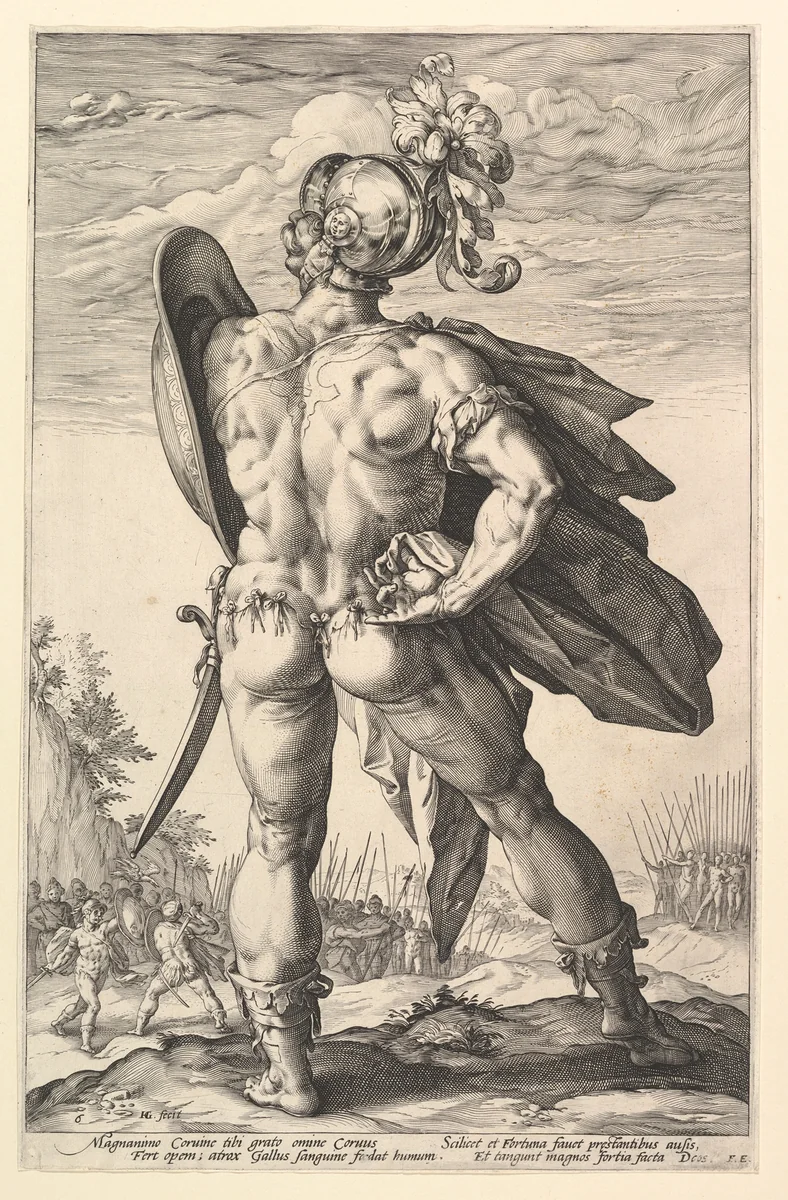 Marcus Valerius, from "The Roman Heroes" by Hendrick Goltzius, print, 1586