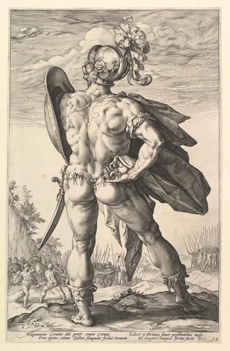 Marcus Valerius, from "The Roman Heroes" by Hendrick Goltzius, print, 1586